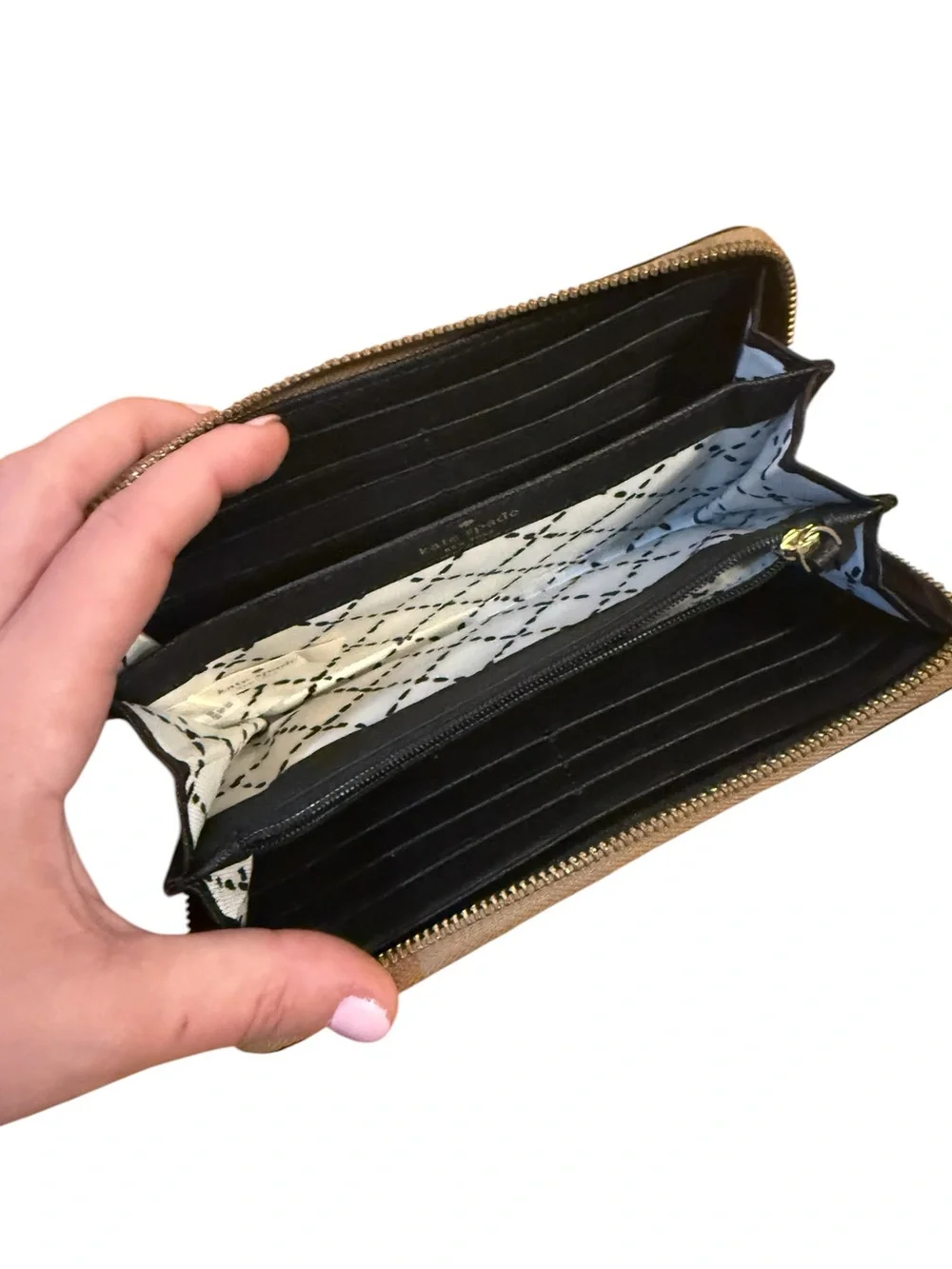 Kate Spade Two-Tone Zip Around Wallet — Taupe & Black